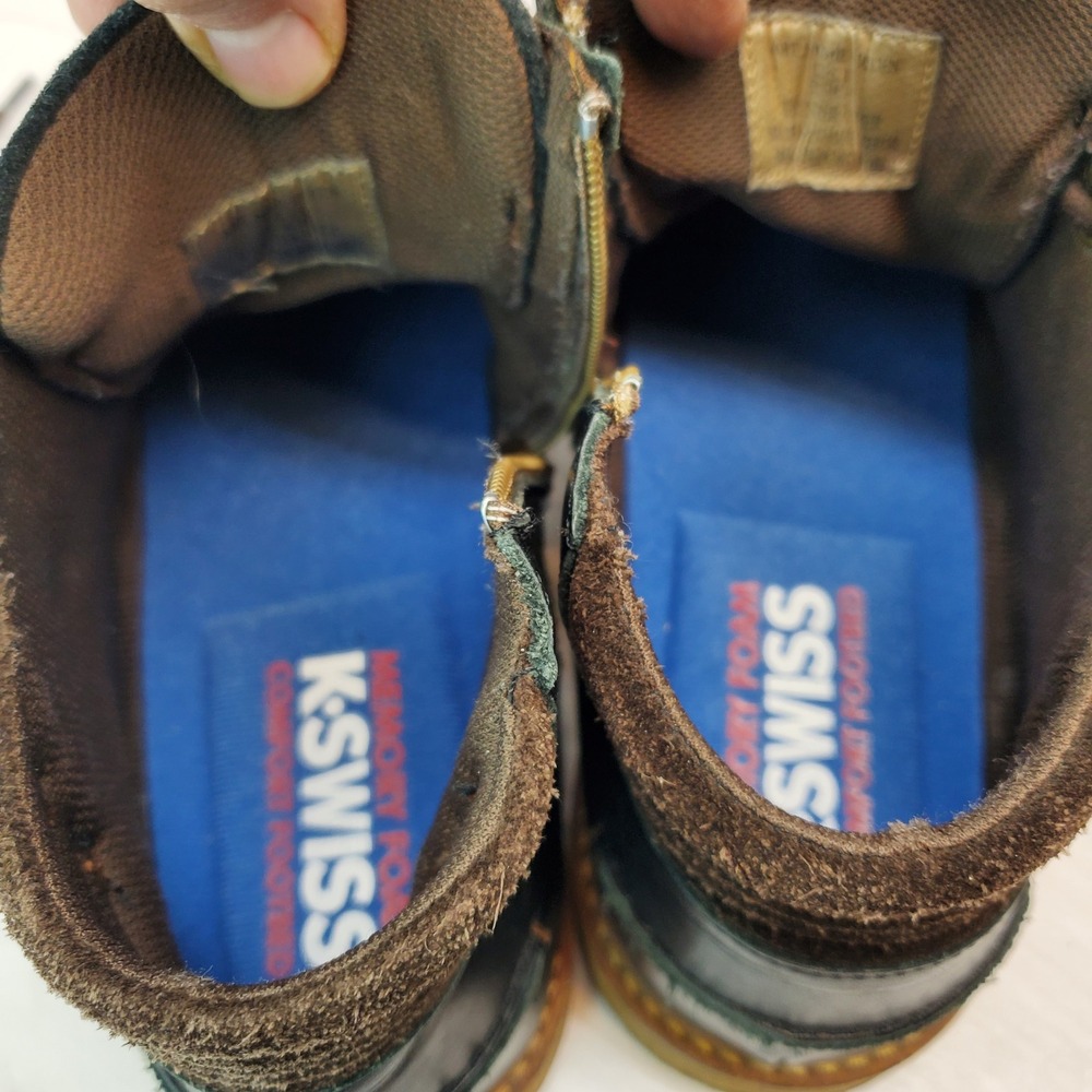 K Swiss Holten Boots Black Leather Side Zip Lace Up‎ Comfort Footbed Size 11 - Picture 11 of 13